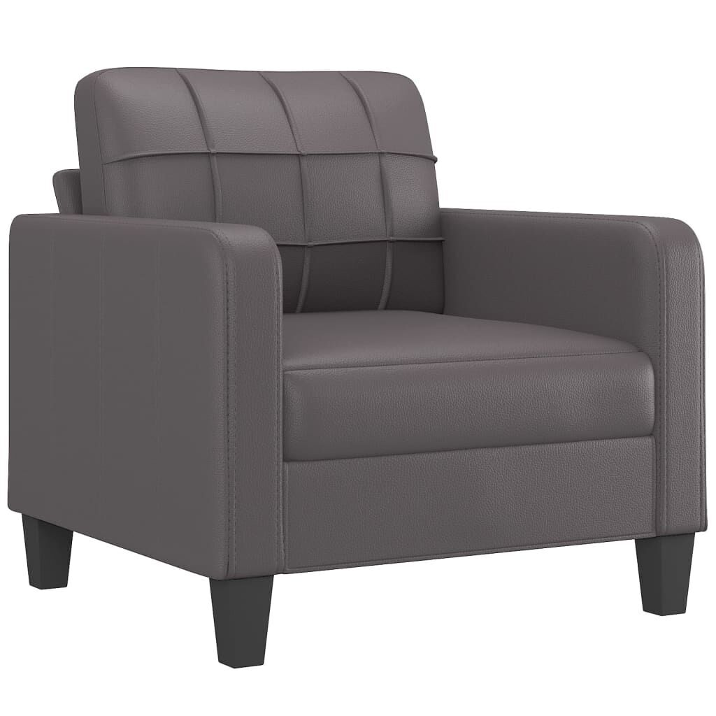 Sofa Chair with Footstool Grey 60 cm Faux Leather Price