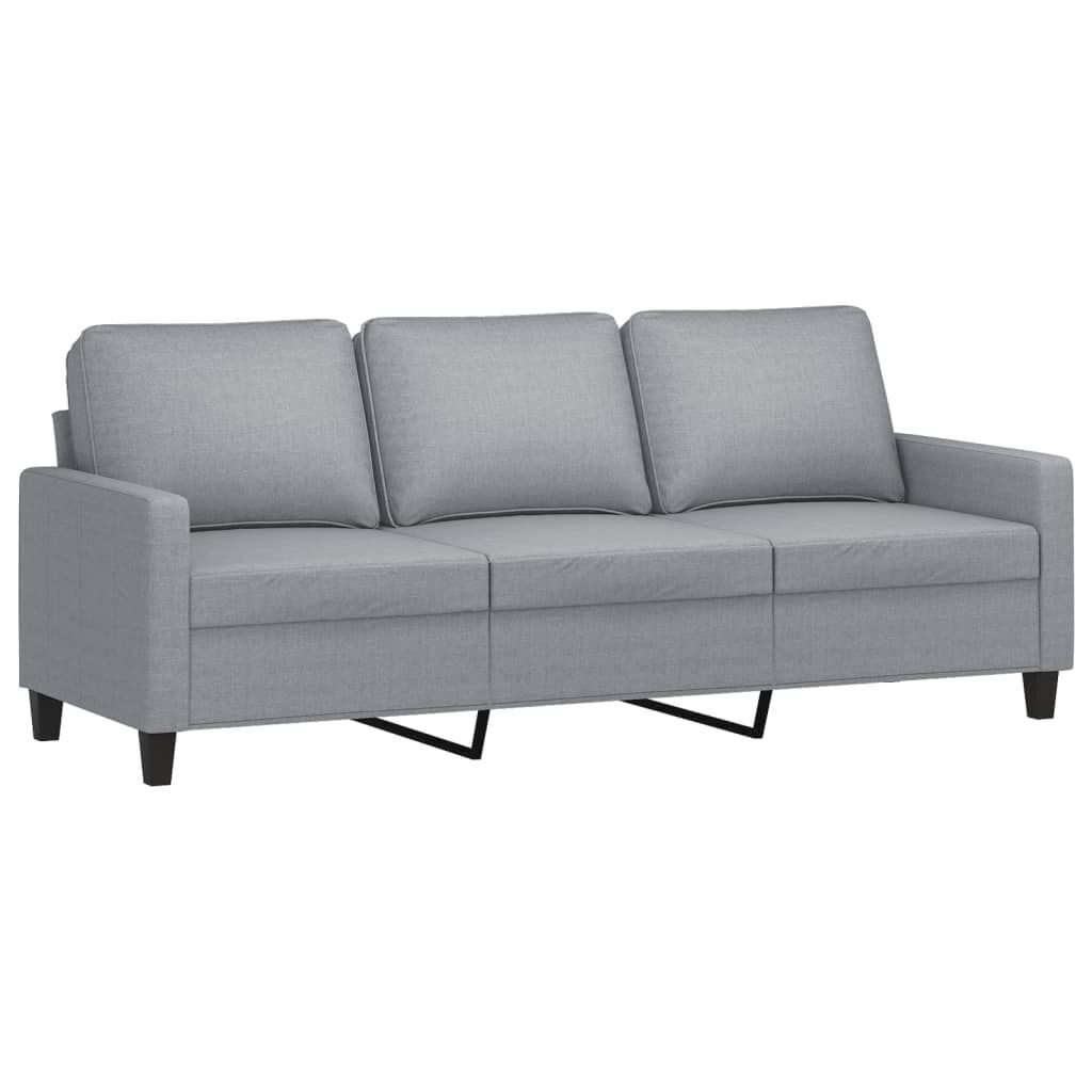 3-Seater Sofa with Footstool Light Grey 180 cm Fabric Price
