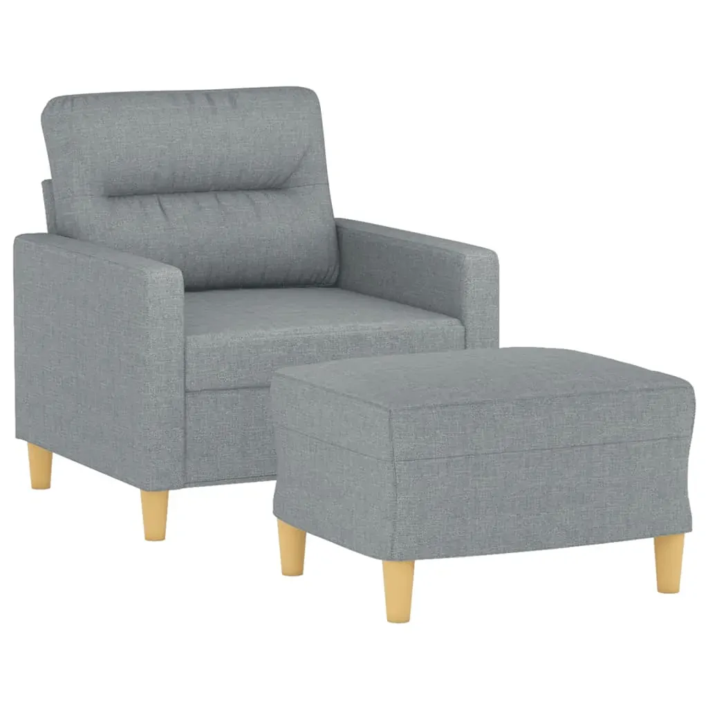 Sofa Chair with Footstool Light Grey 60 cm Fabric Price