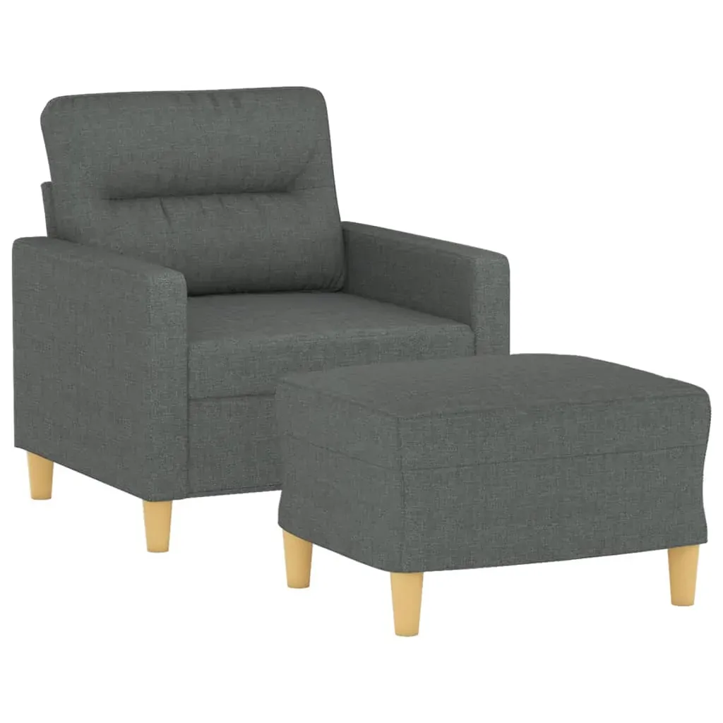 Sofa Chair with Footstool Dark Grey 60 cm Fabric Price