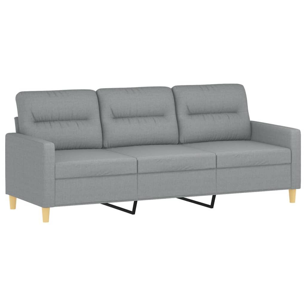 3-Seater Sofa with Footstool Light Grey 180 cm Fabric Price