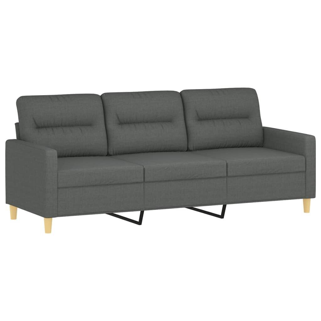 3-Seater Sofa with Footstool Dark Grey 180 cm Fabric Price