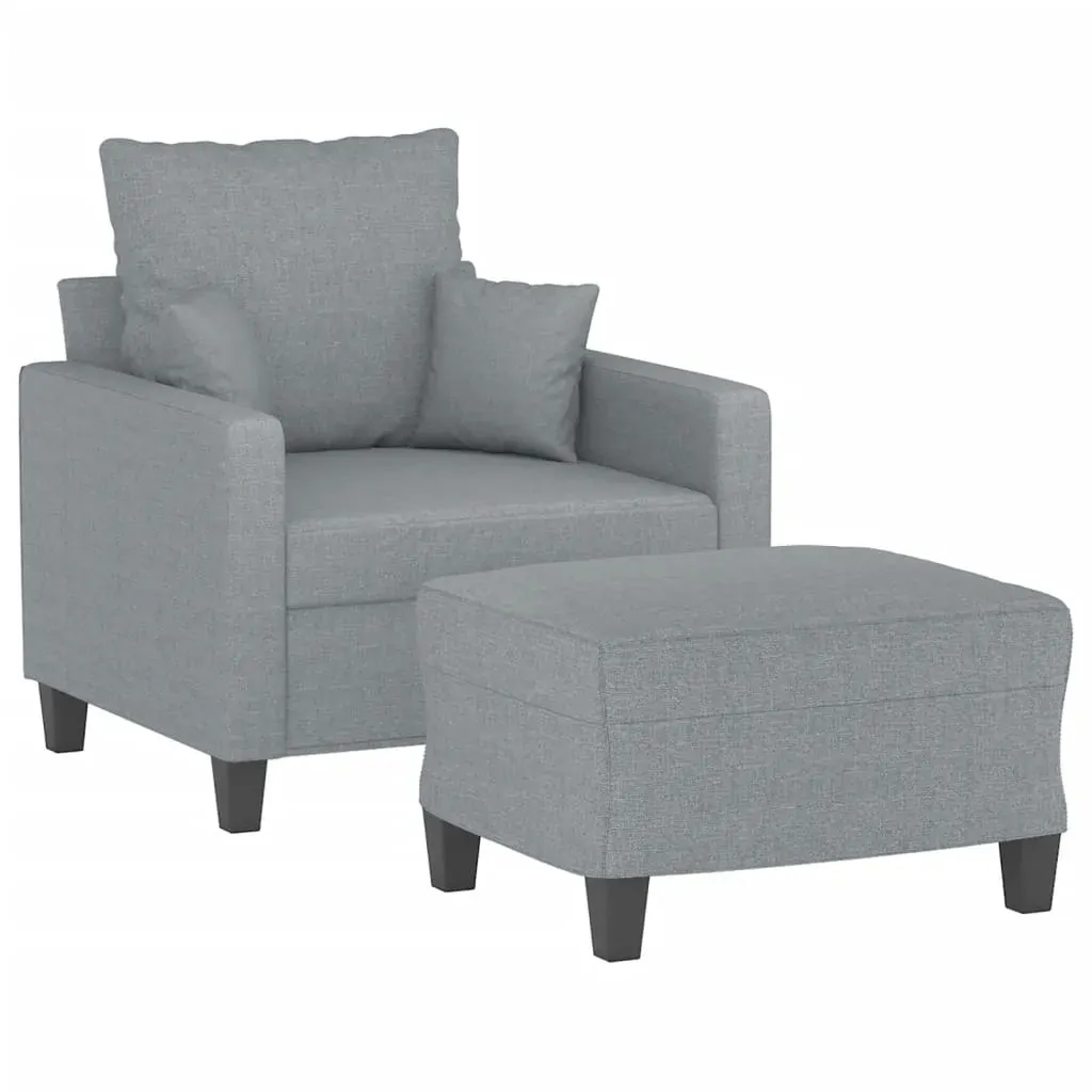 Sofa Chair with Footstool Light Grey 60 cm Fabric Price