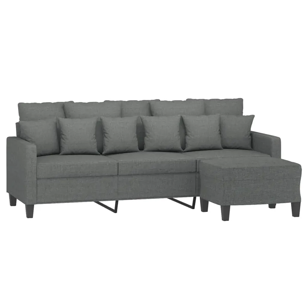 3-Seater Sofa with Footstool Dark Grey 180 cm Fabric Price