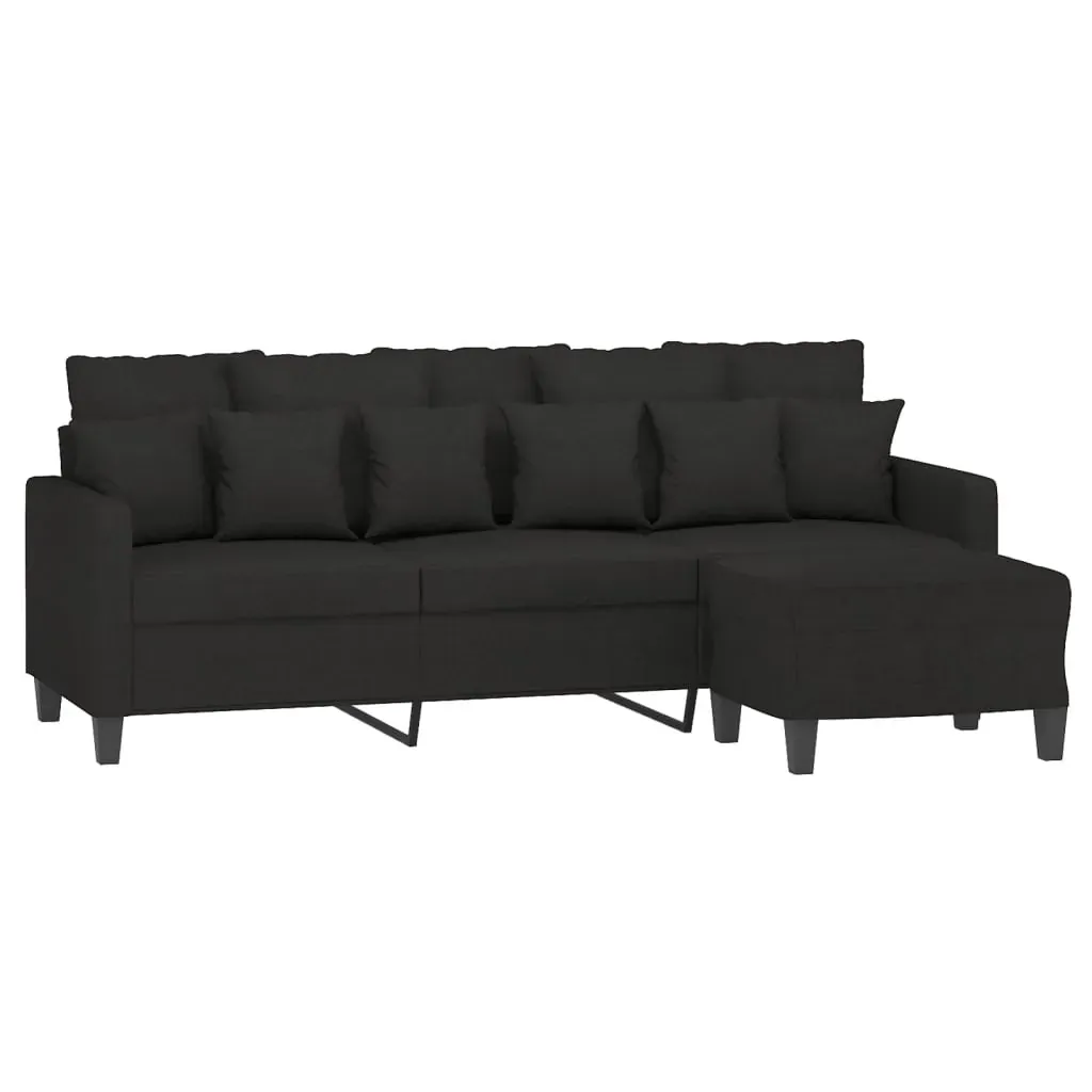 3-Seater Sofa with Footstool Black 180 cm Fabric Price