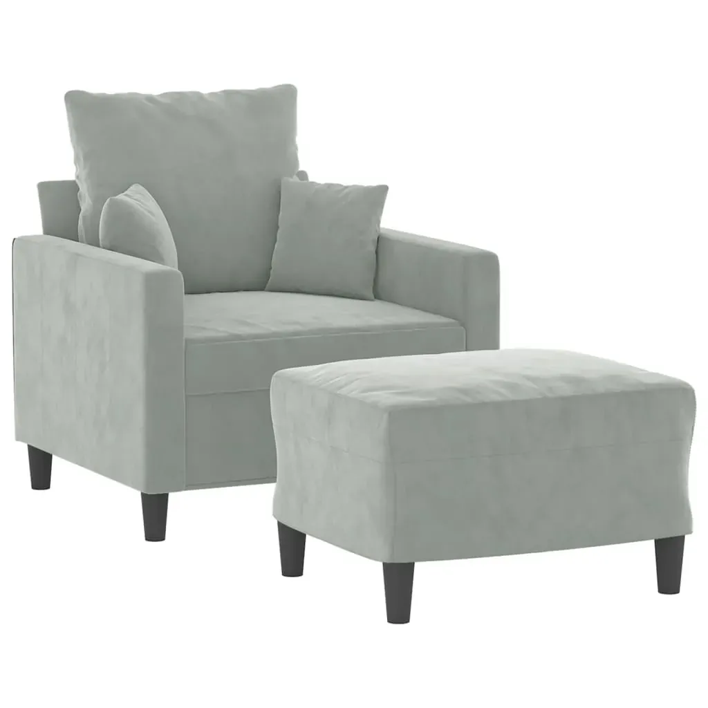 Sofa Chair with Footstool Light Grey 60 cm Velvet Price