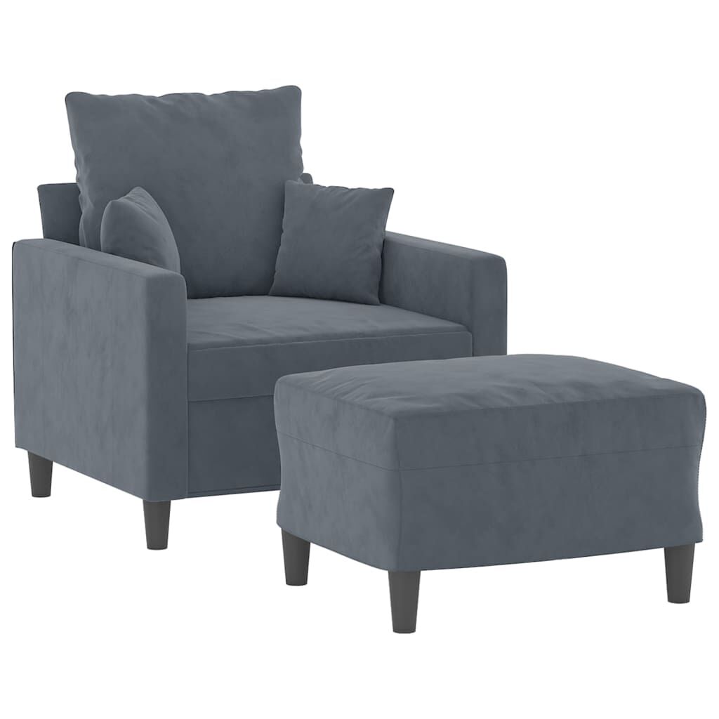 Sofa Chair with Footstool Dark Grey 60 cm Velvet Price