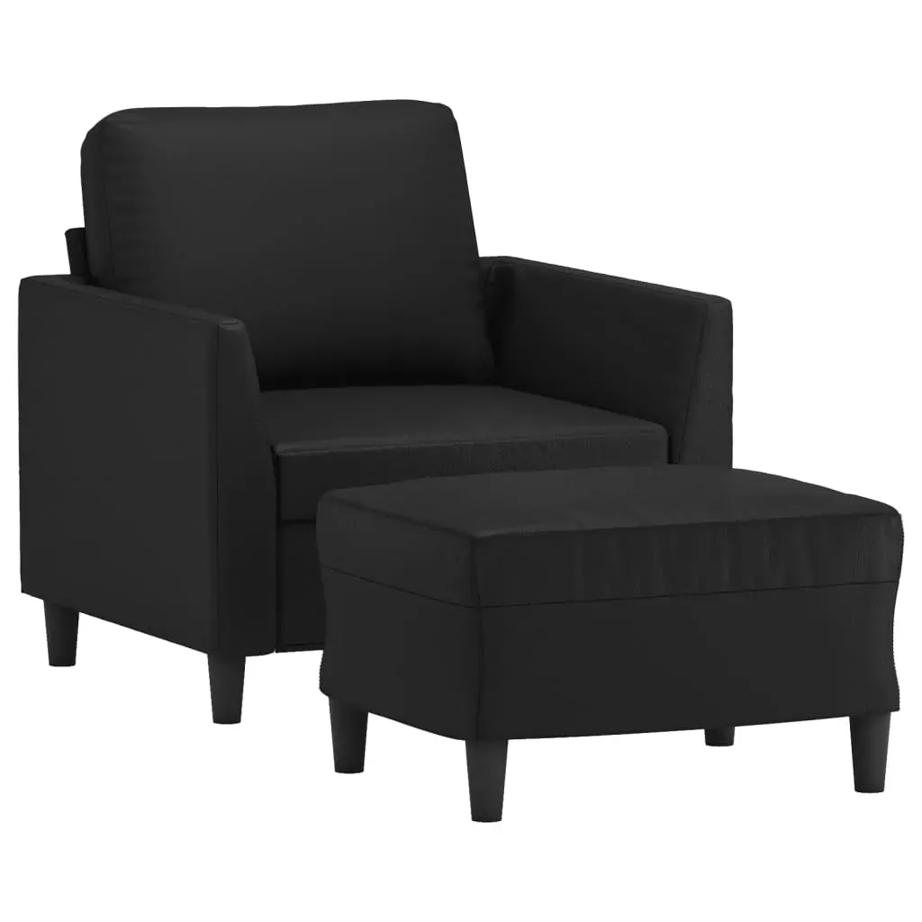 Sofa Chair with Footstool Black 60 cm Faux Leather Price
