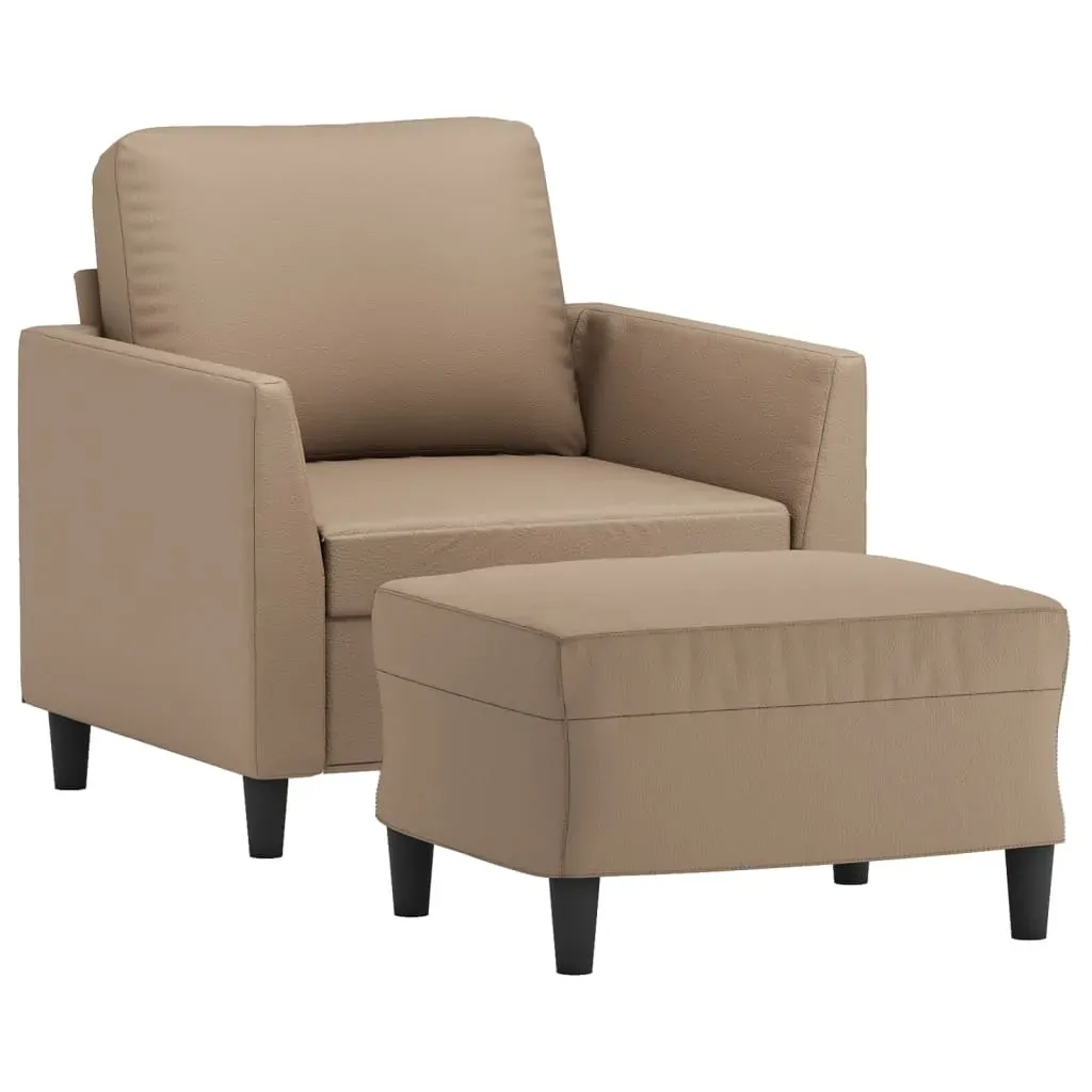 Sofa Chair with Footstool Cappuccino 60 cm Faux Leather Price