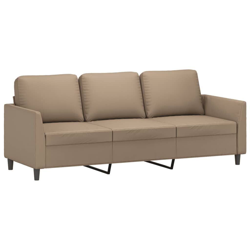 3-Seater Sofa with Footstool Cappuccino 180 cm Faux Leather Price
