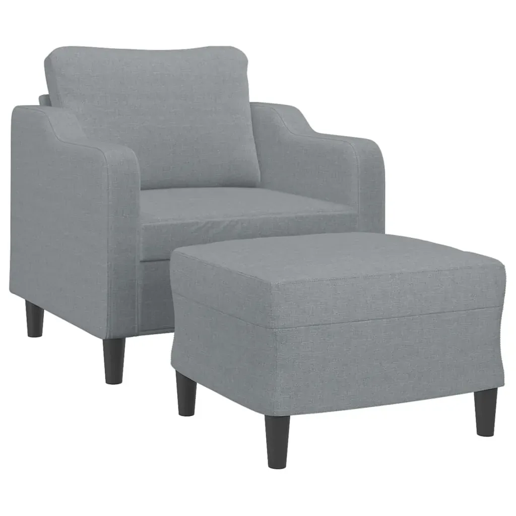 Sofa Chair with Footstool Light Grey 60 cm Fabric Price