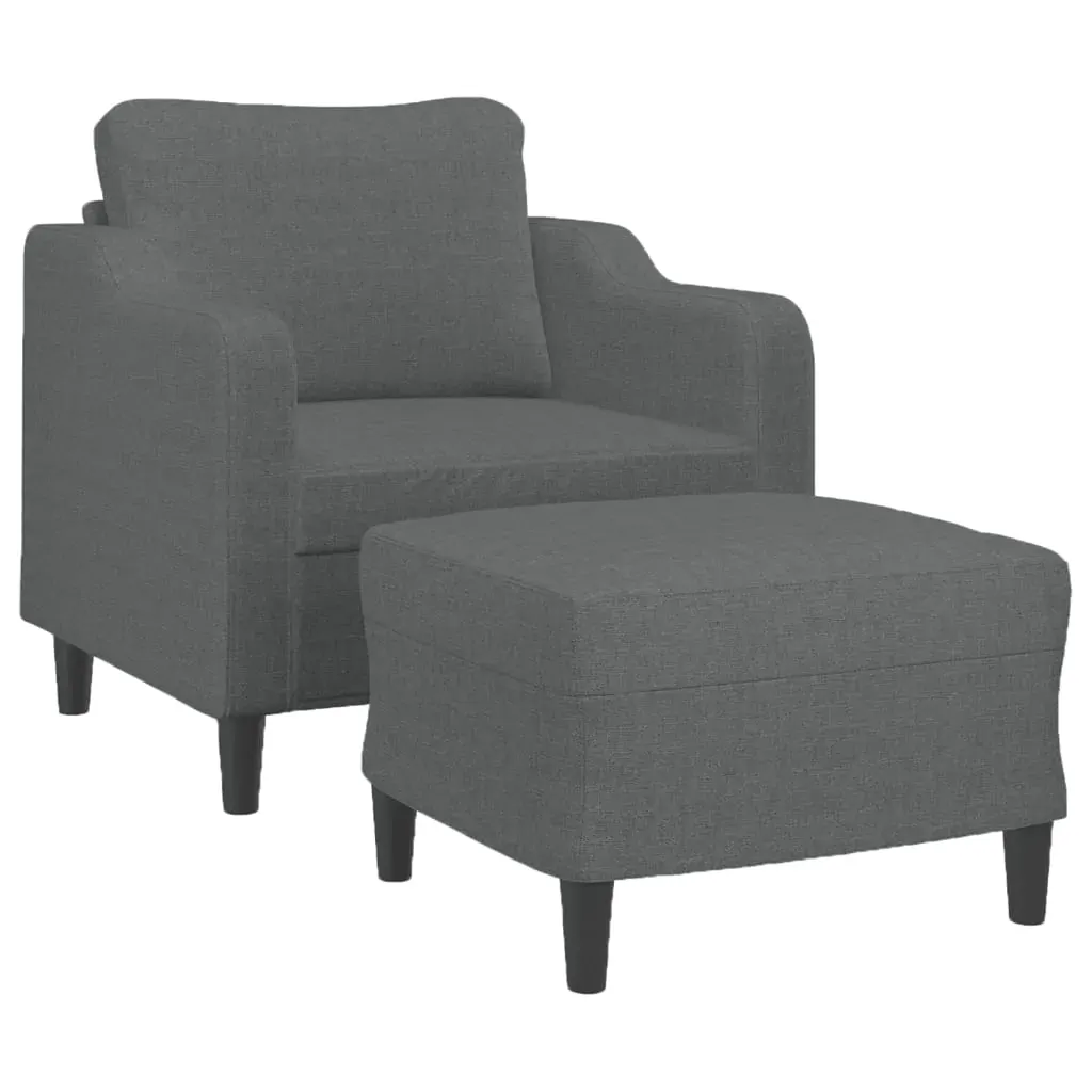Sofa Chair with Footstool Dark Grey 60 cm Fabric Price