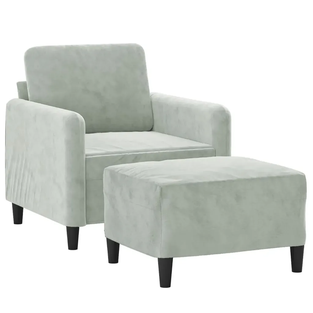 Sofa Chair with Footstool Light Grey 60 cm Velvet Price