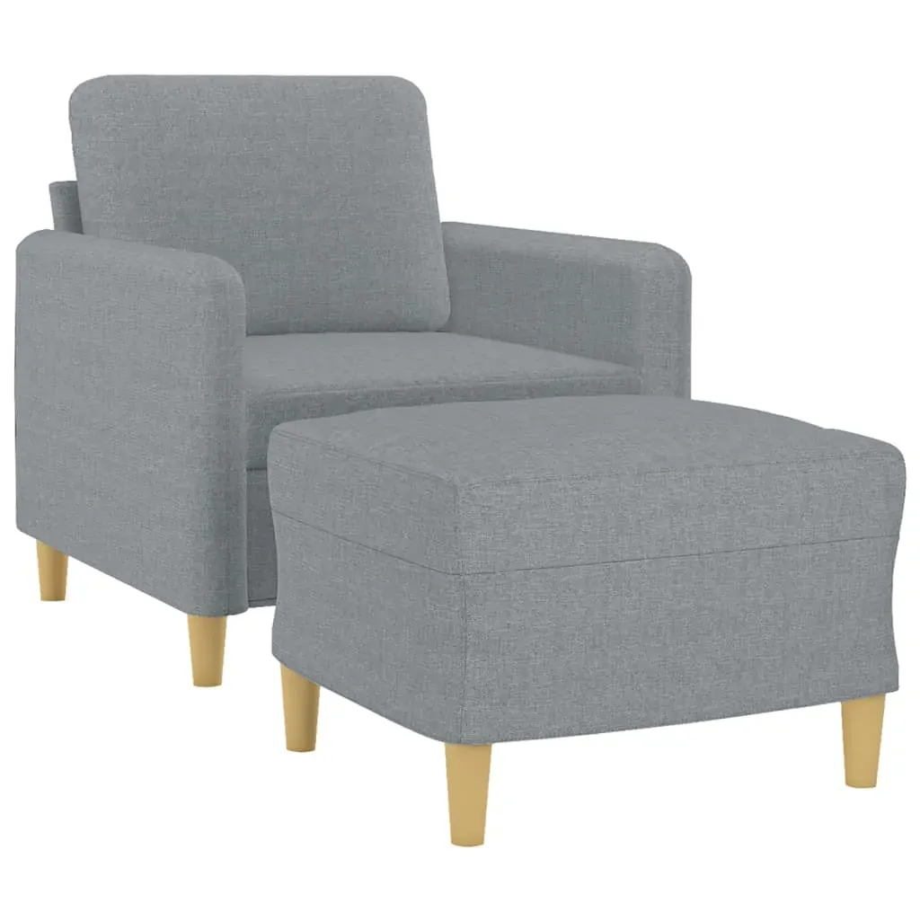 Sofa Chair with Footstool Light Grey 60 cm Fabric Price