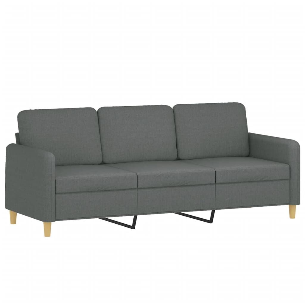3-Seater Sofa with Footstool Dark Grey 180 cm Fabric Price