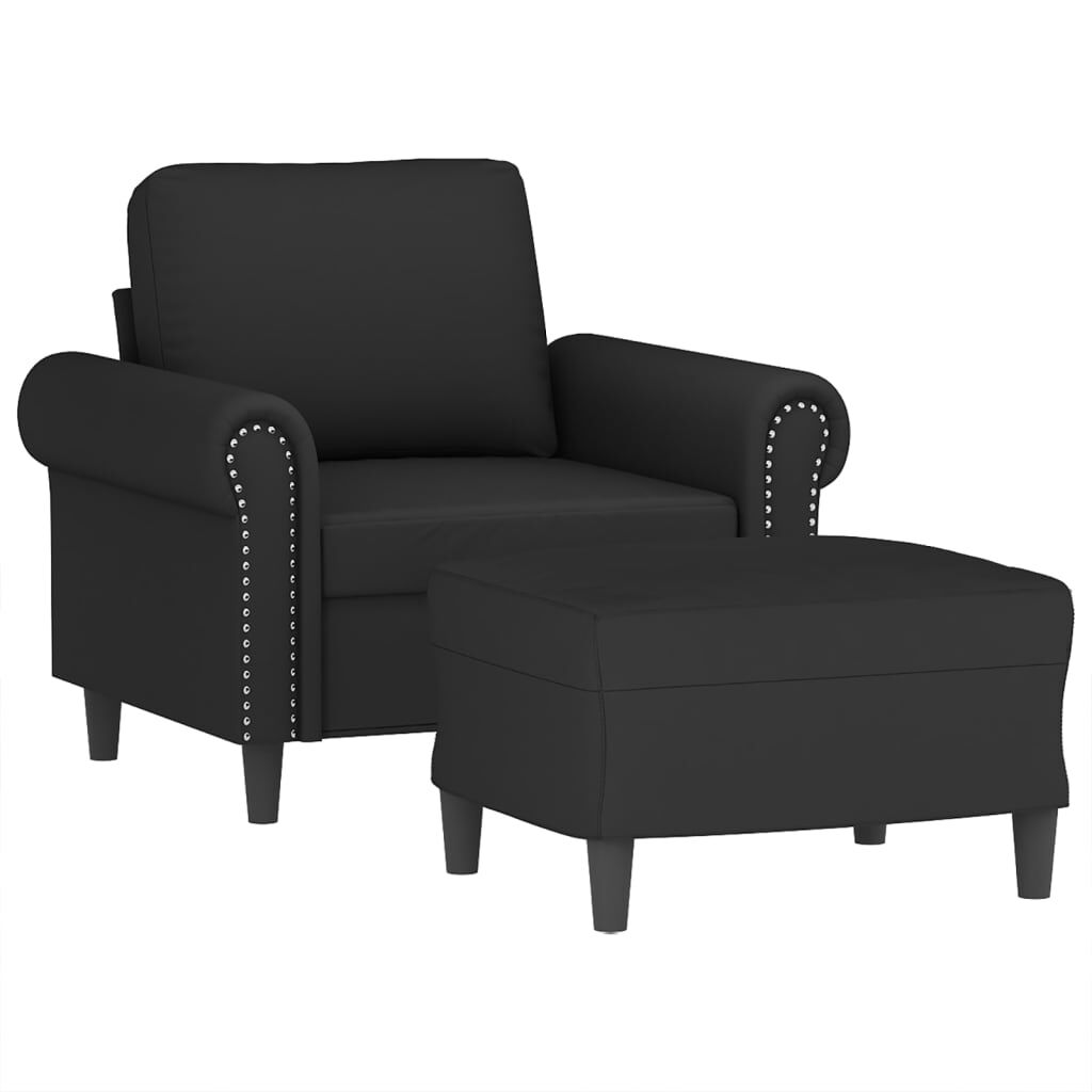 Sofa Chair with Footstool Black 60 cm Velvet Price