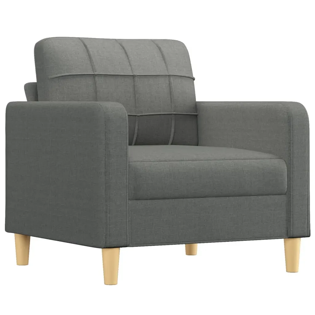 3 Piece Sofa Set with Cushions Dark Grey Fabric Price