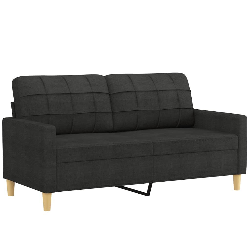3 Piece Sofa Set with Pillows Black Fabric Price
