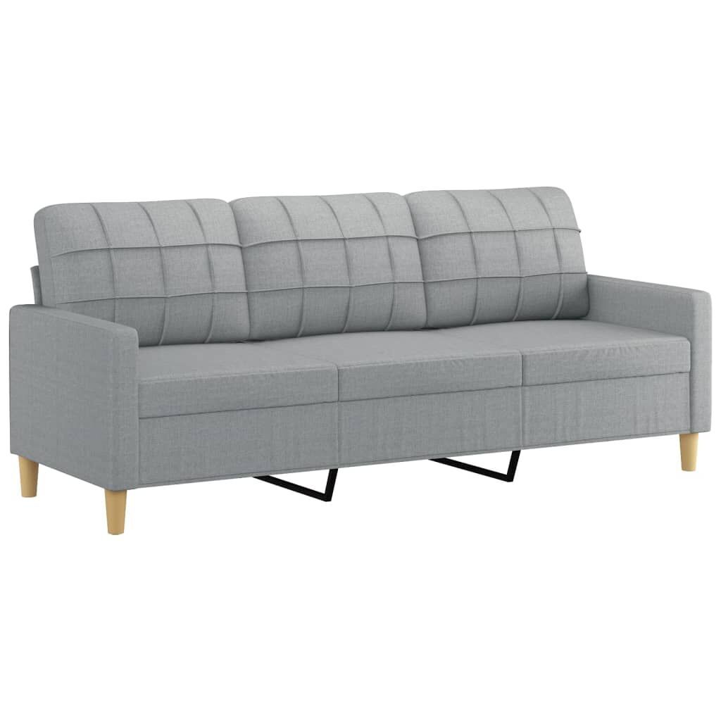 3 Piece Sofa Set with Cushions Light Grey Fabric Price