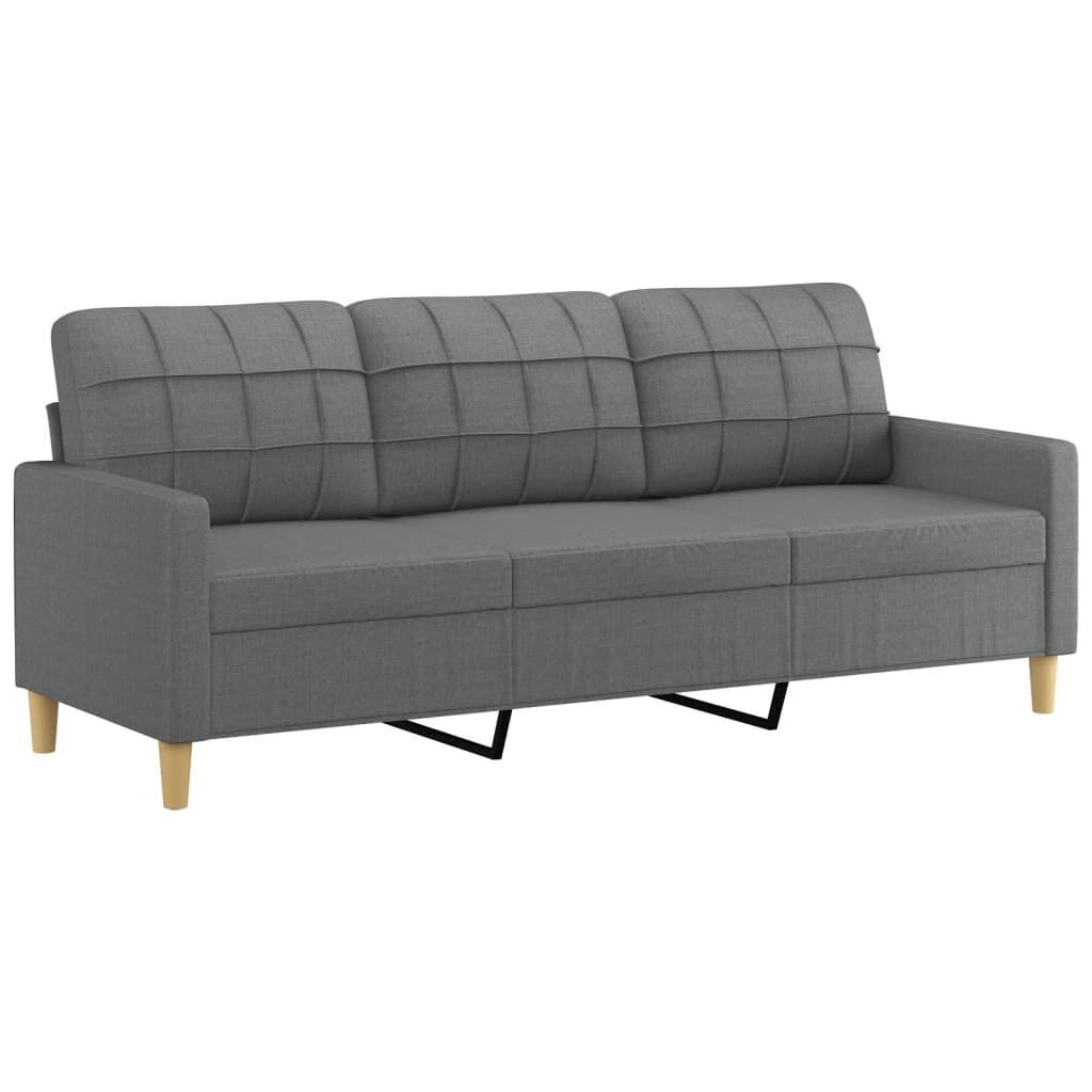 3 Piece Sofa Set with Cushions Dark Grey Fabric Price