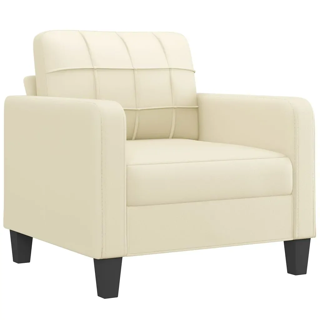 3 Piece Sofa Set with Cushions Cream Faux Leather Price