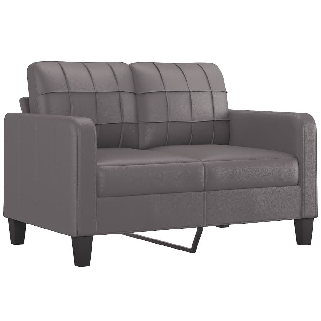3 Piece Sofa Set with Cushions Grey Faux Leather Price