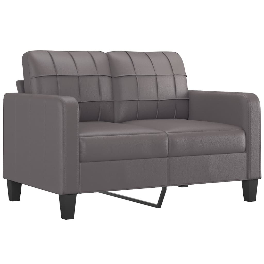 4 Piece Sofa Set with Cushions Grey Faux Leather Price
