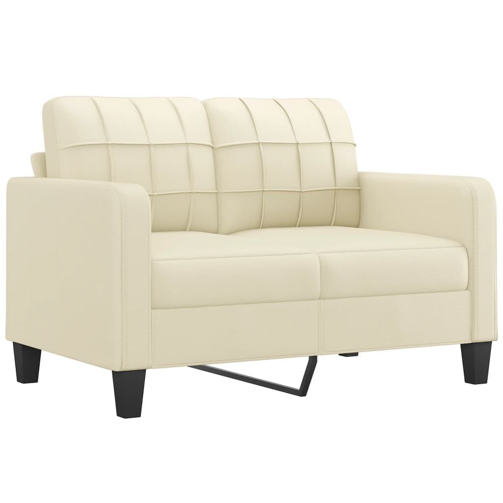 3 Piece Sofa Set with Pillows Cream Faux Leather Price