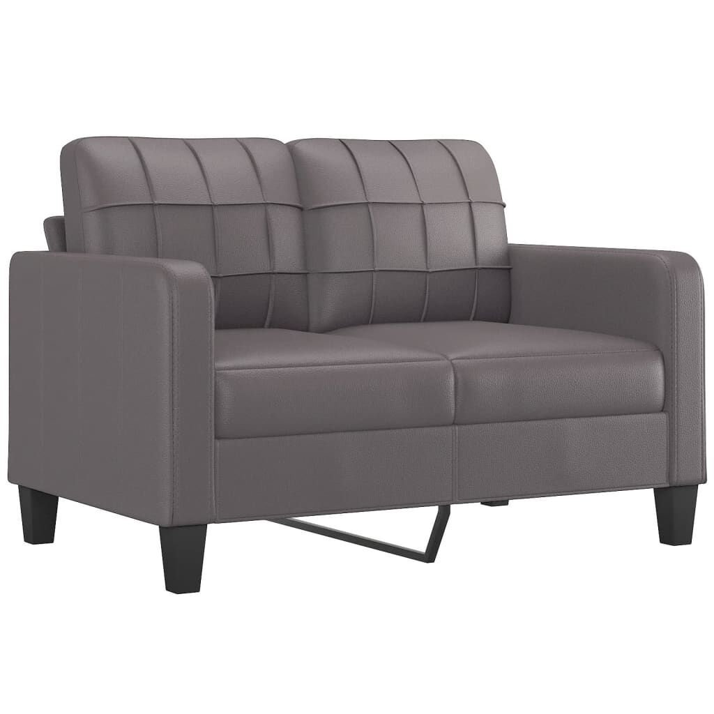 4 Piece Sofa Set with Pillows Grey Faux Leather Price