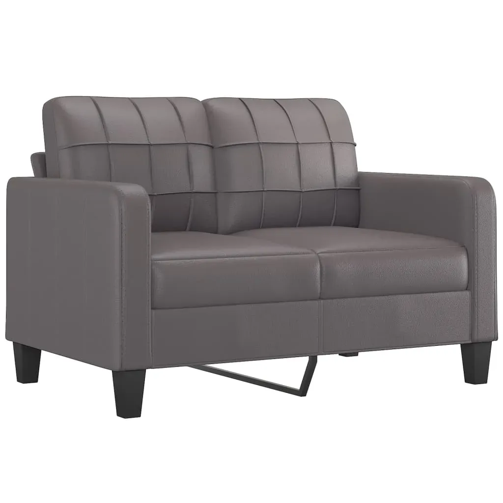 2 Piece Sofa Set with Cushions Grey Faux Leather Price