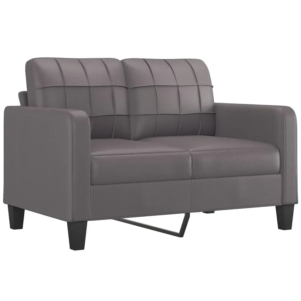 2 Piece Sofa Set with Pillows Grey Faux Leather Price
