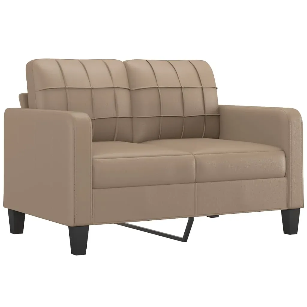 2 Piece Sofa Set with Pillows Cappuccino Faux Leather Price