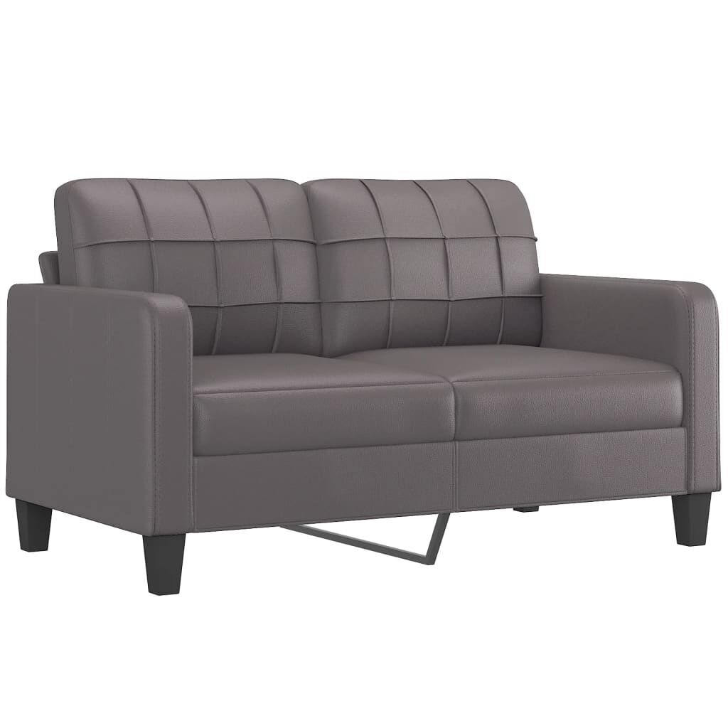 3 Piece Sofa Set with Pillows Grey Faux Leather Price