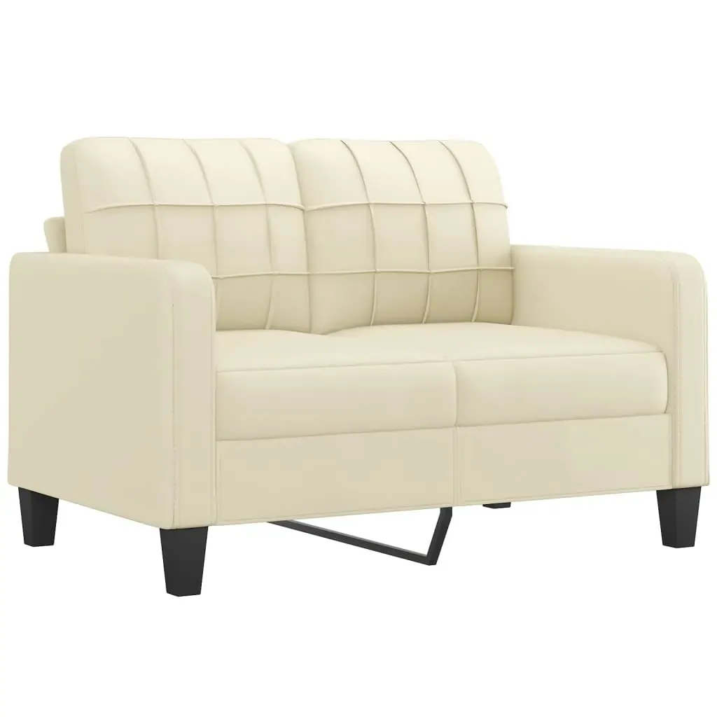 2 Piece Sofa Set with Cushions Cream Faux Leather Price