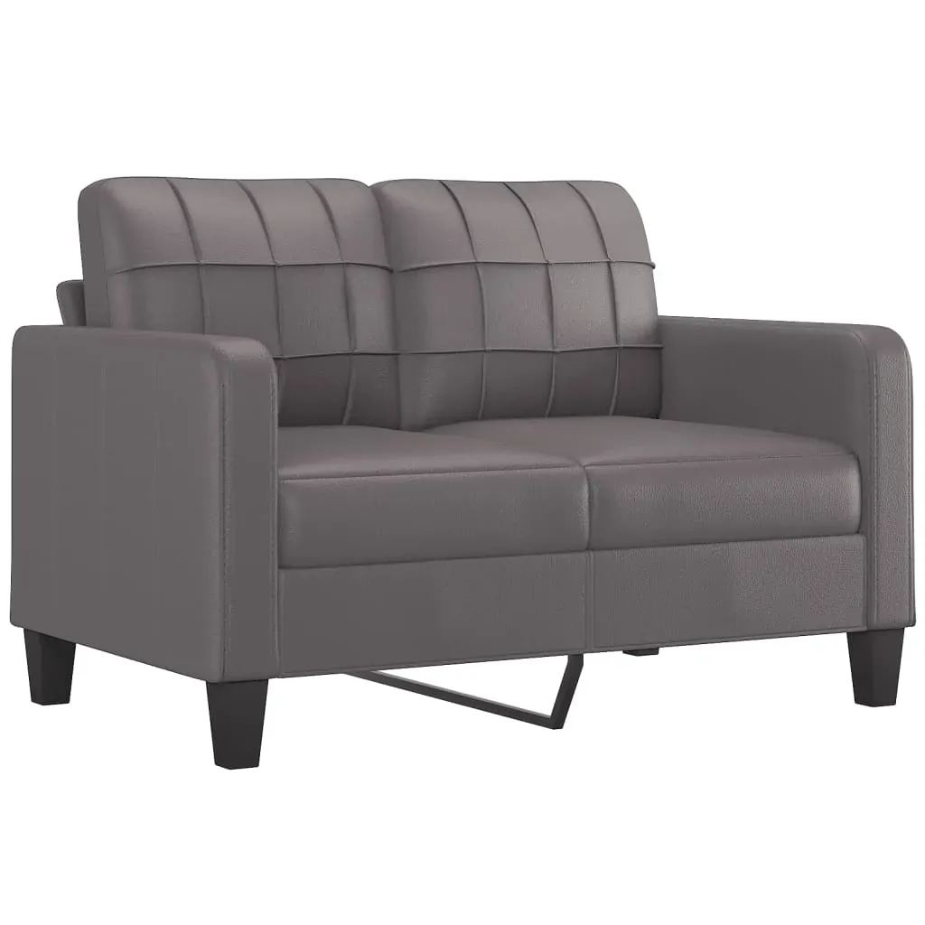 2 Piece Sofa Set with Pillows Grey Faux Leather Price