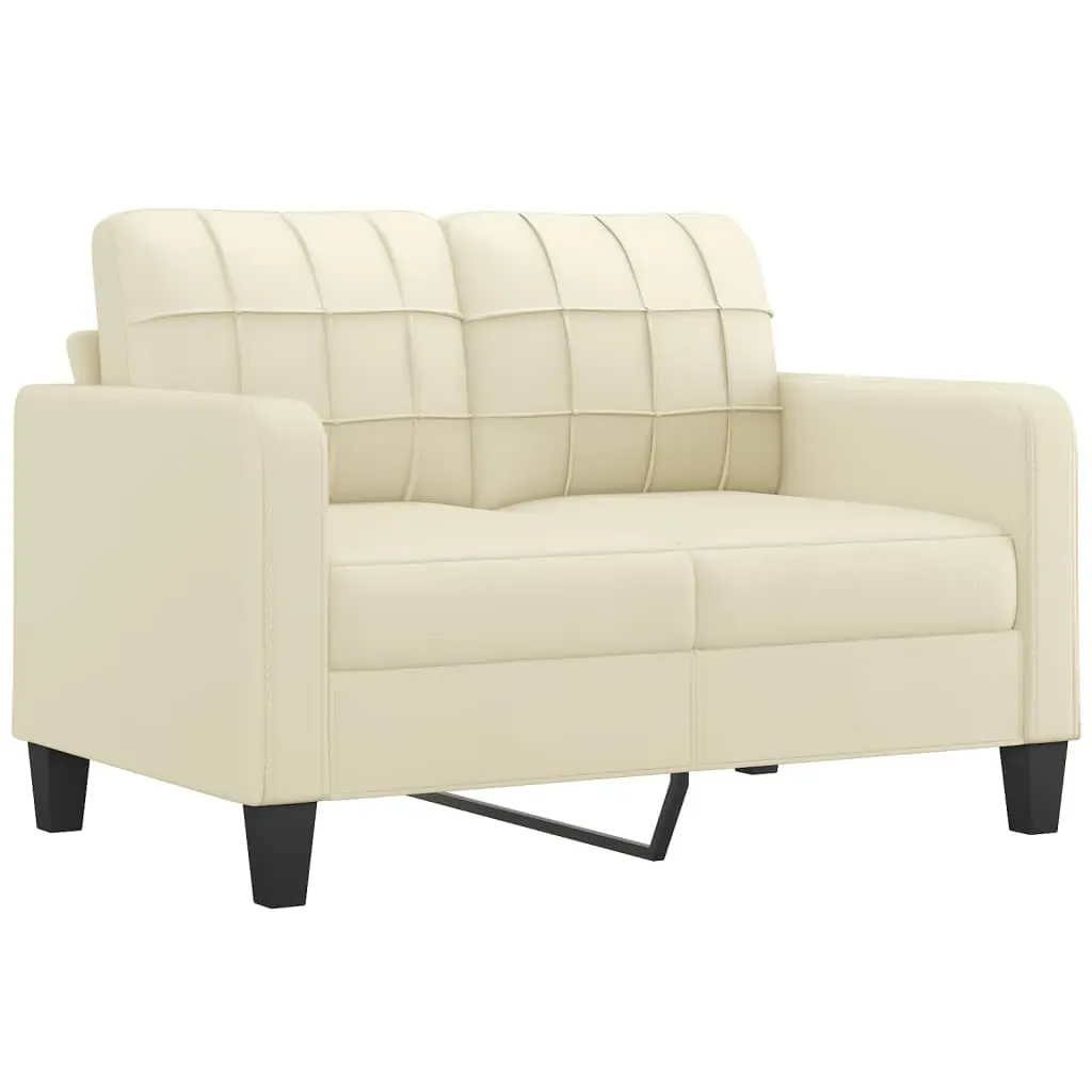3 Piece Sofa Set with Pillows Cream Faux Leather Price