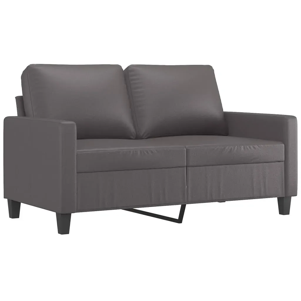 2 Piece Sofa Set with Cushions Grey Faux Leather Price