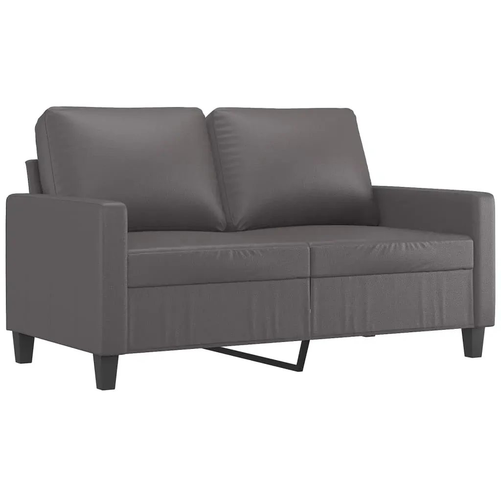 2 Piece Sofa Set with Cushions Grey Faux Leather Price