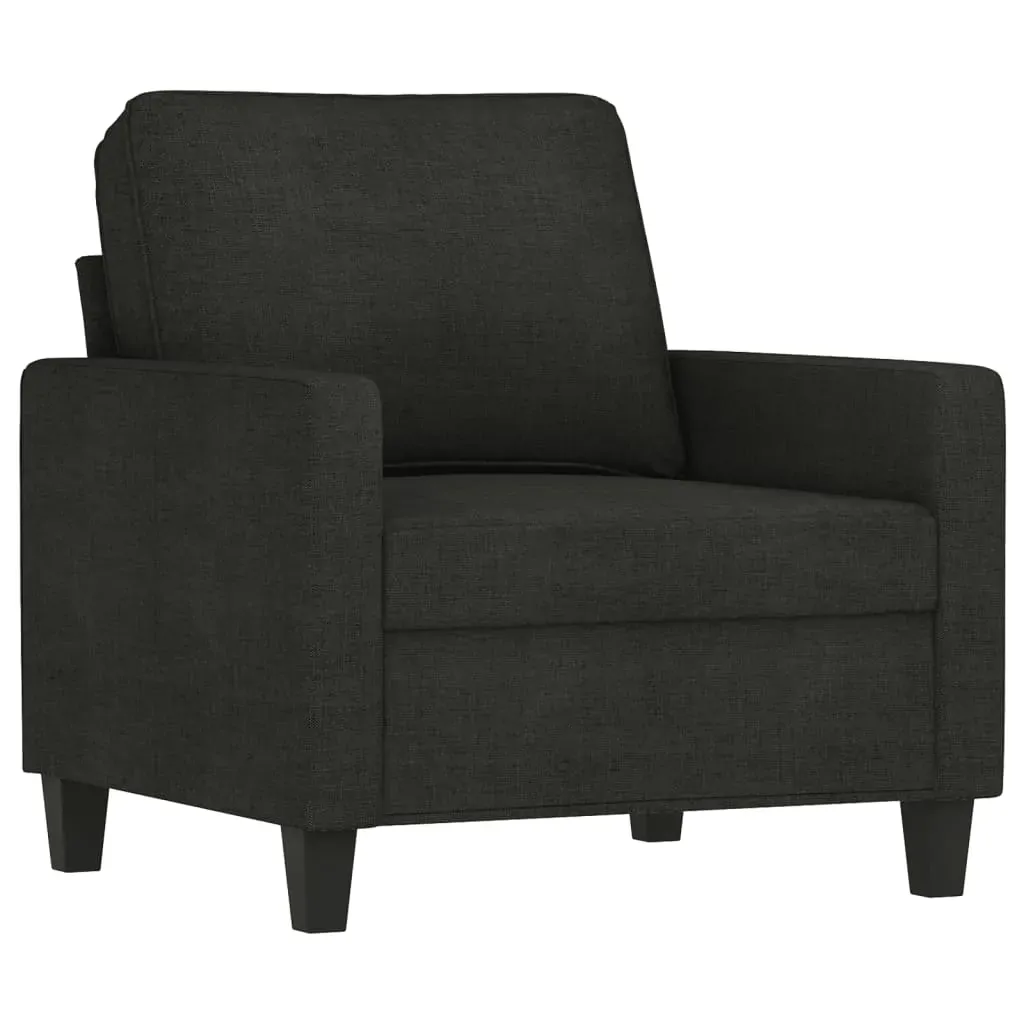 3 Piece Sofa Set with Cushions Black Fabric Price