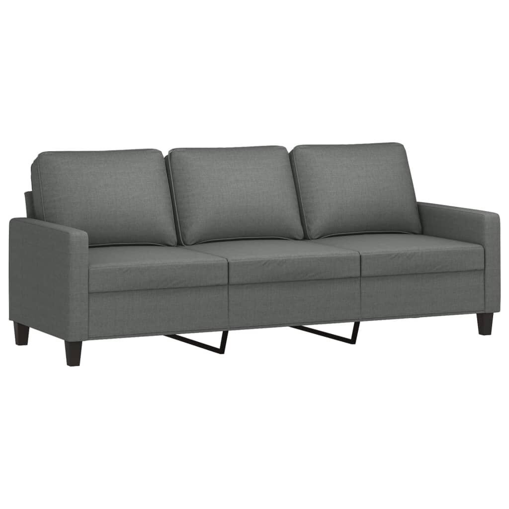3 Piece Sofa Set with Cushions Dark Grey Fabric Price