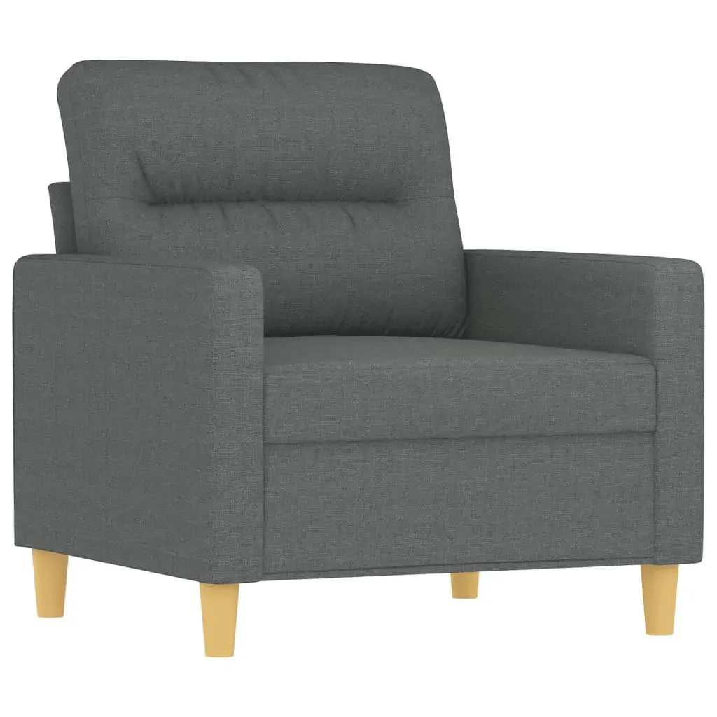 3 Piece Sofa Set with Cushions Dark Grey Fabric Price
