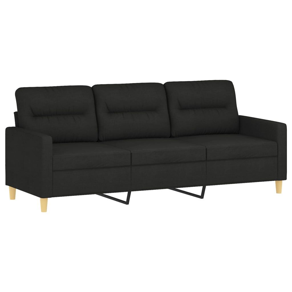 2 Piece Sofa Set with Pillows Black Fabric Price