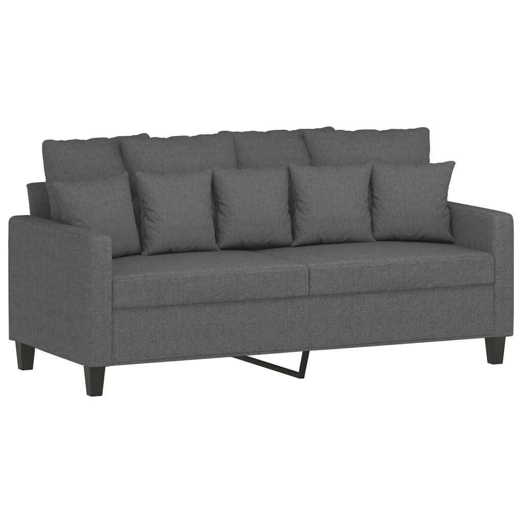 3 Piece Sofa Set with Cushions Dark Grey Fabric Price