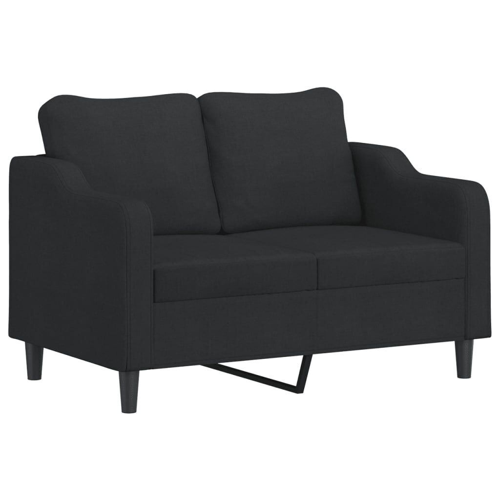 4 Piece Sofa Set with Pillows Black Fabric Price