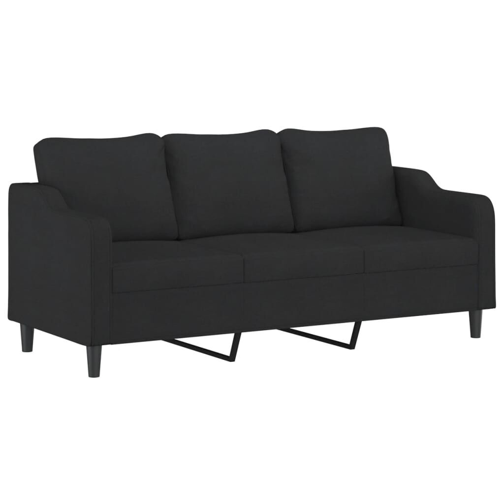 2 Piece Sofa Set with Pillows Black Fabric Price