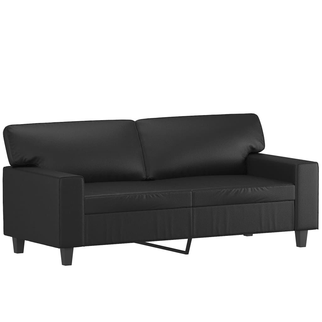 2 Piece Sofa Set with Pillows Black Faux Leather Price