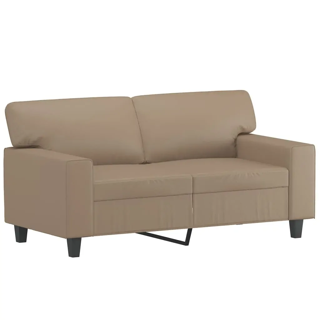 2 Piece Sofa Set with Pillows Cappuccino Faux Leather Price
