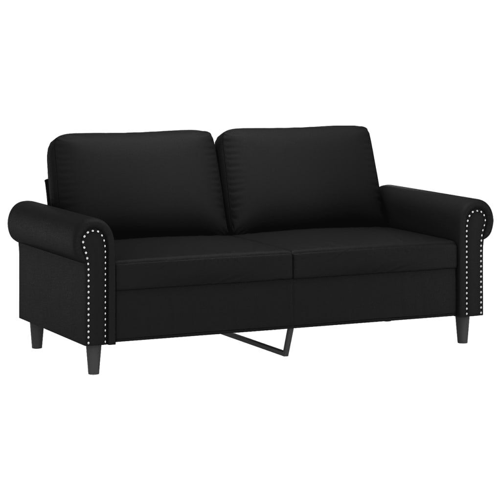 2 Piece Sofa Set with Cushions Black Faux Leather Price