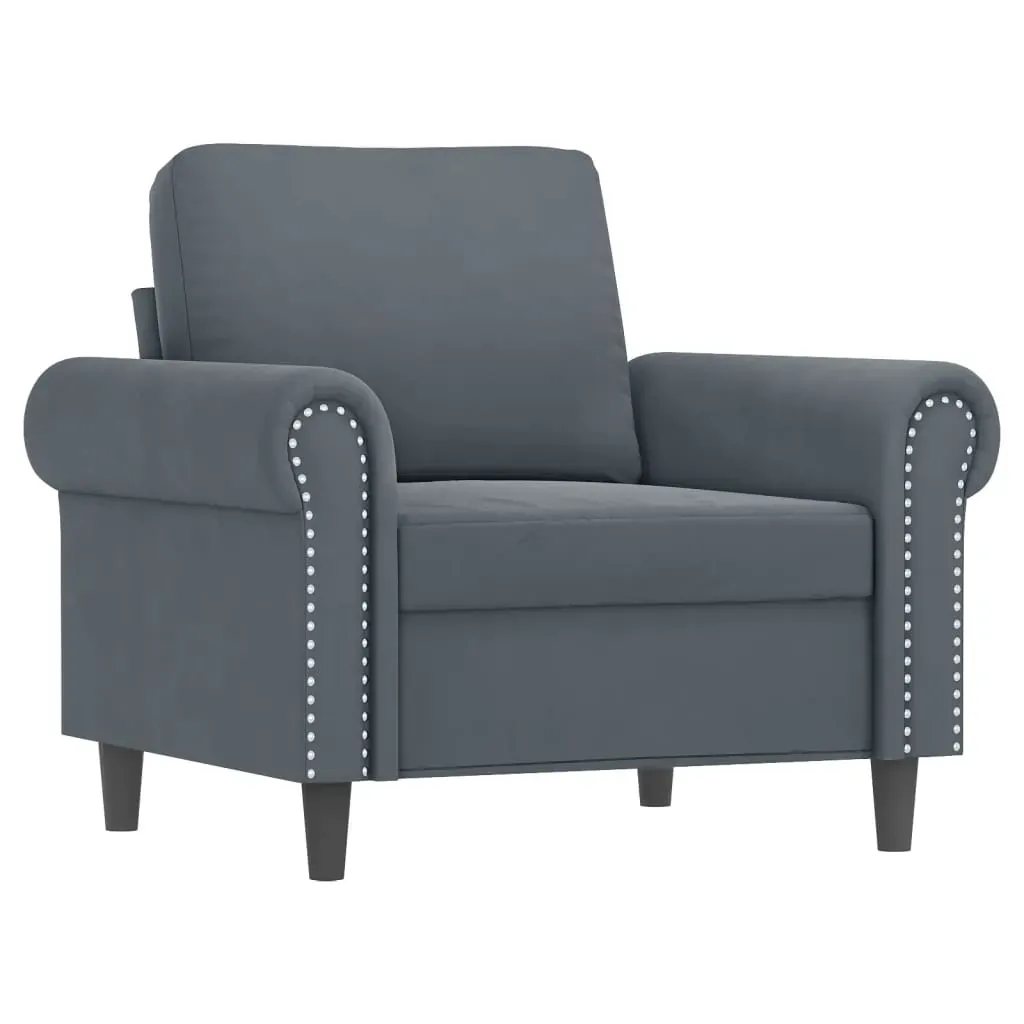 3 Piece Sofa Set with Cushions Dark Grey Velvet Price