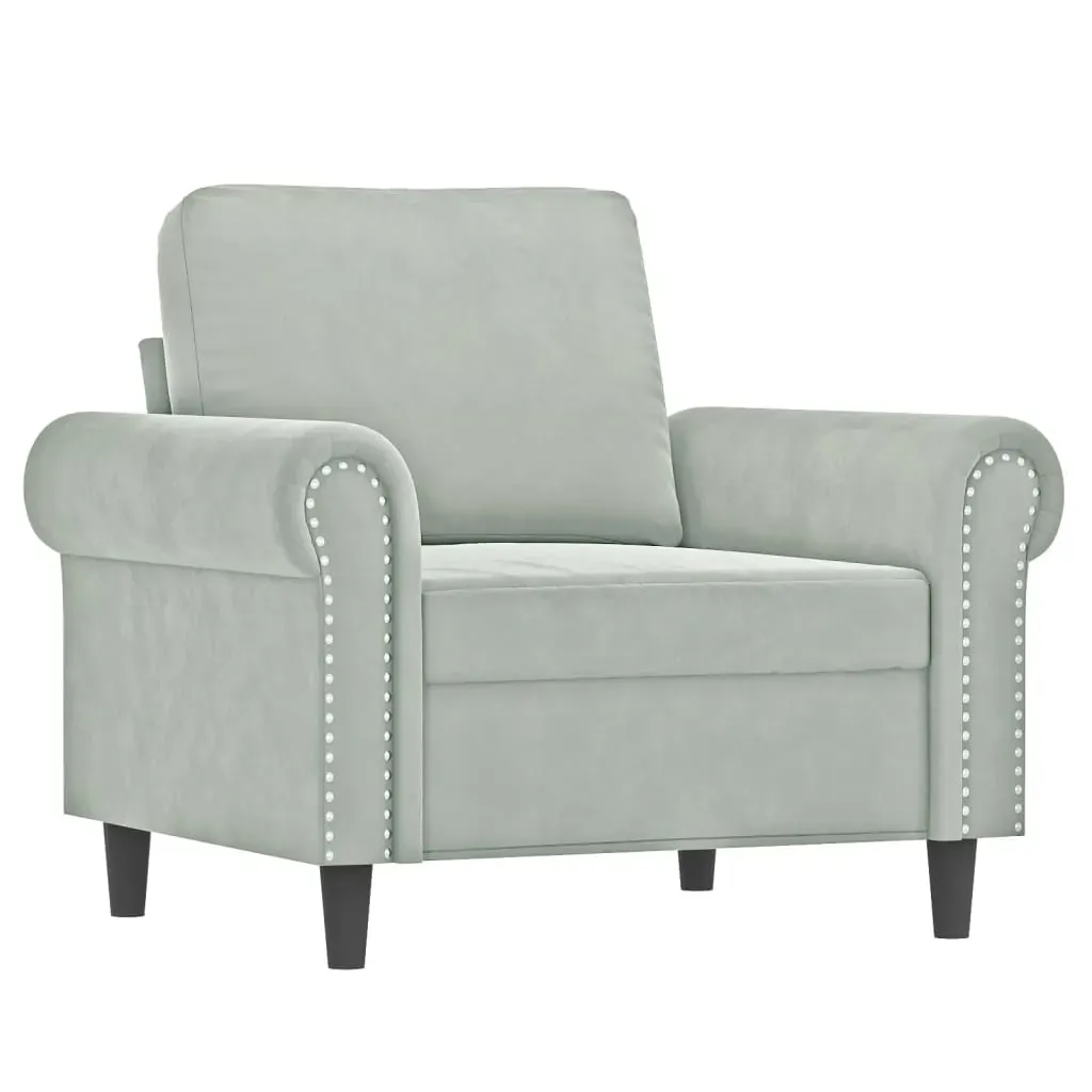4 Piece Sofa Set with Pillows Light Grey Velvet Price